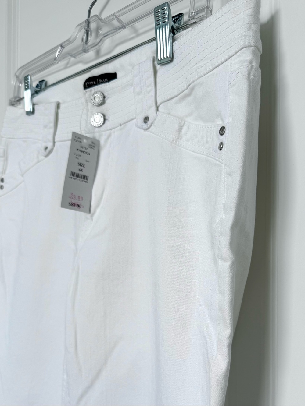 WHBM White Flare Jeans Rhinestone Rivets - Picture 7 of 9